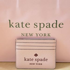 Kate Spade Slim Rose Smoke Card Holder Glitter Embossed Leather NWT